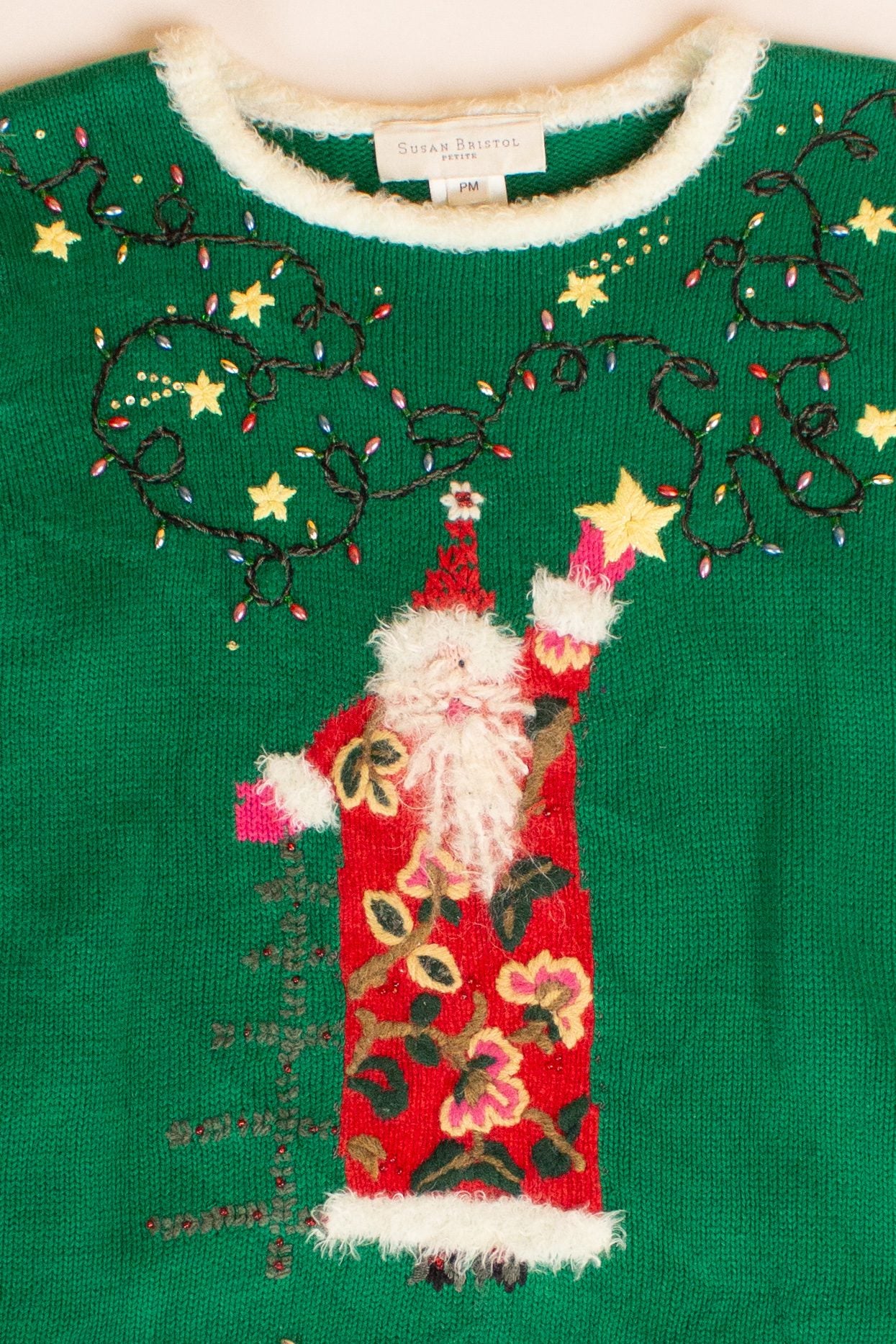 Vintage Green Santa Ugly Christmas Sweater (2000s)
