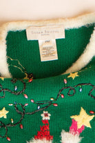 Vintage Green Santa Ugly Christmas Sweater (2000s)