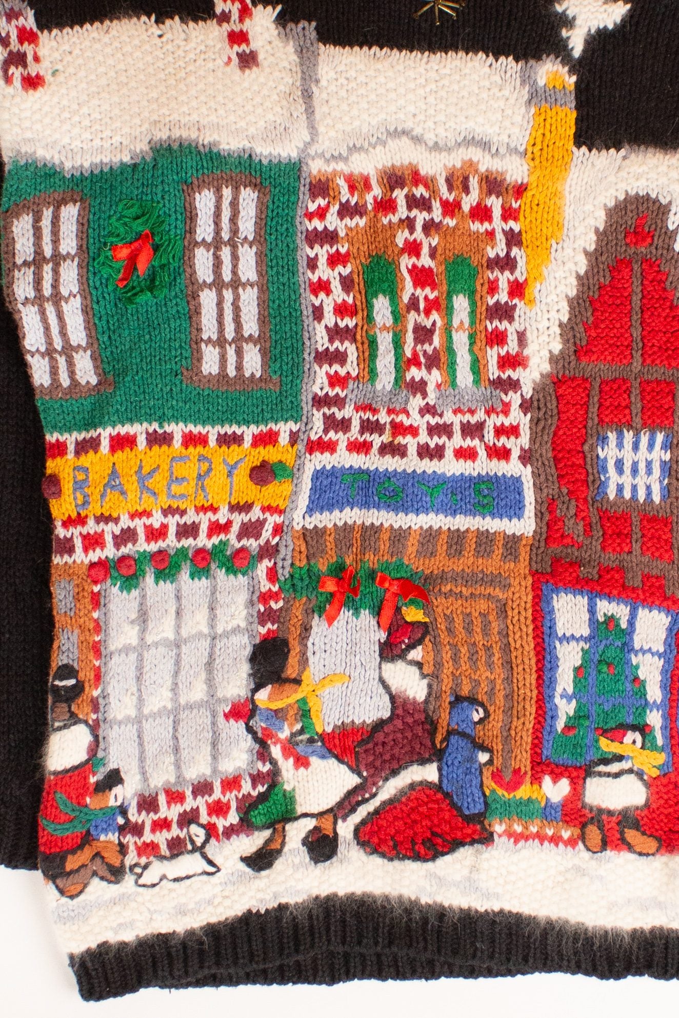 Vintage Town Landscape Ugly Christmas Sweater (1990s)