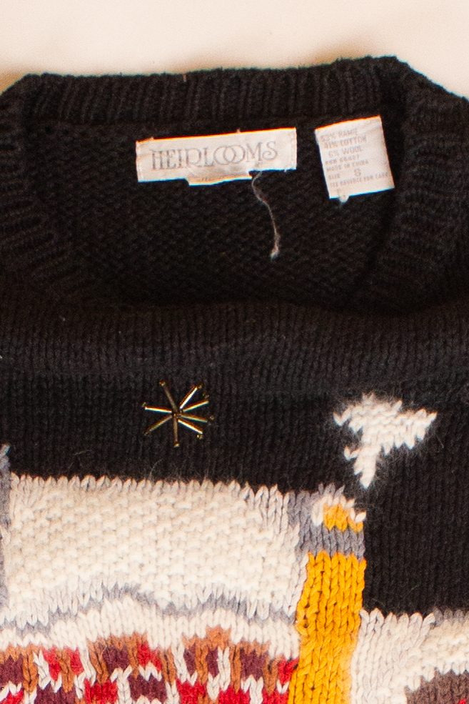 Vintage Town Landscape Ugly Christmas Sweater (1990s)
