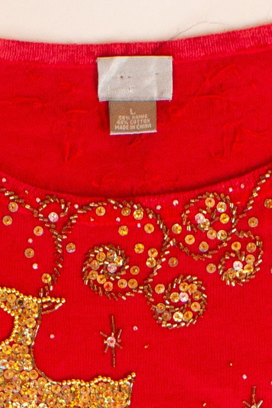 Beaded Reindeer Ugly Christmas Sweater (2000s)