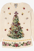 Vintage White Heirloom Collectible Tree Ugly Christmas Pullover (2000s)