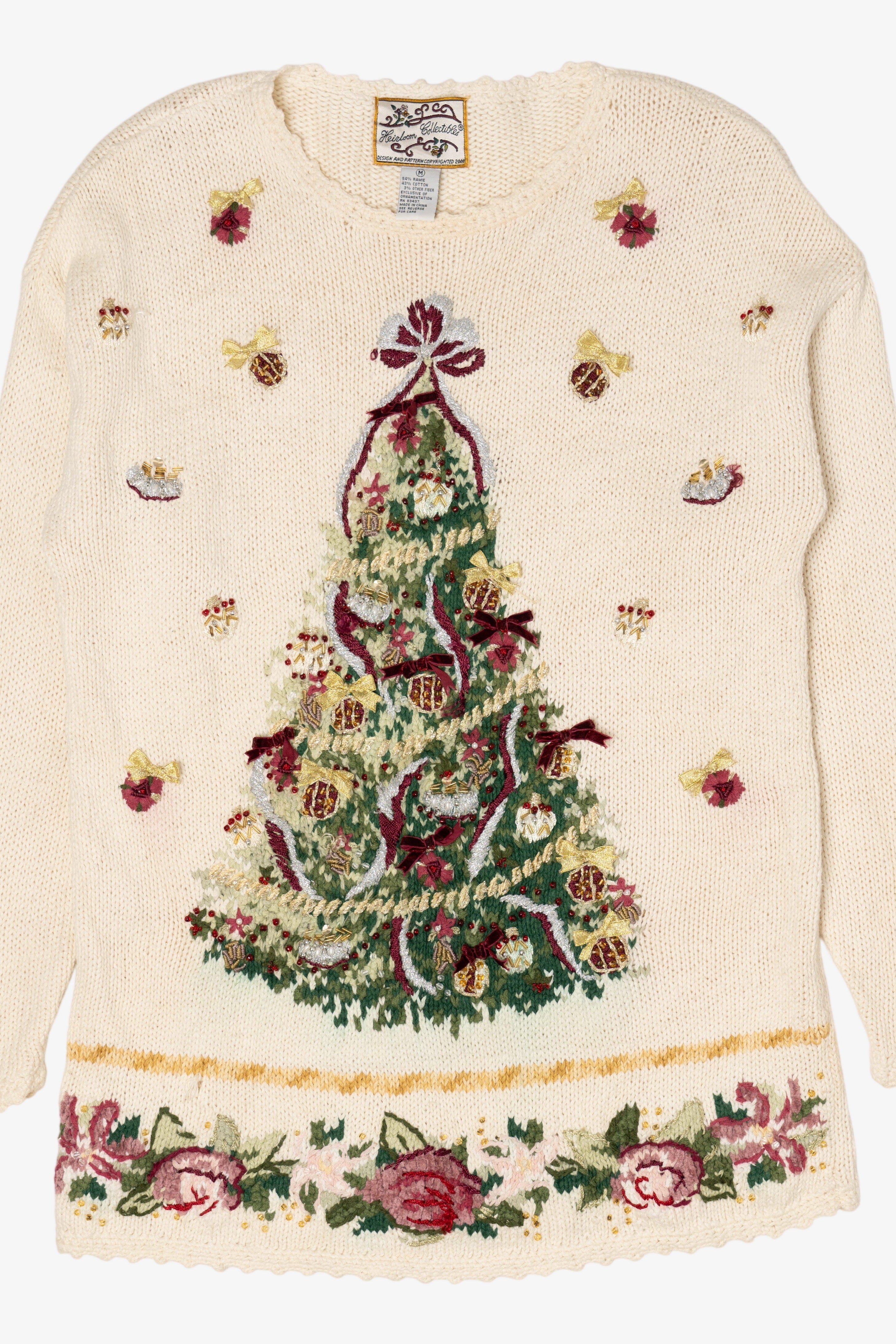 Vintage White Heirloom Collectible Tree Ugly Christmas Pullover (2000s)