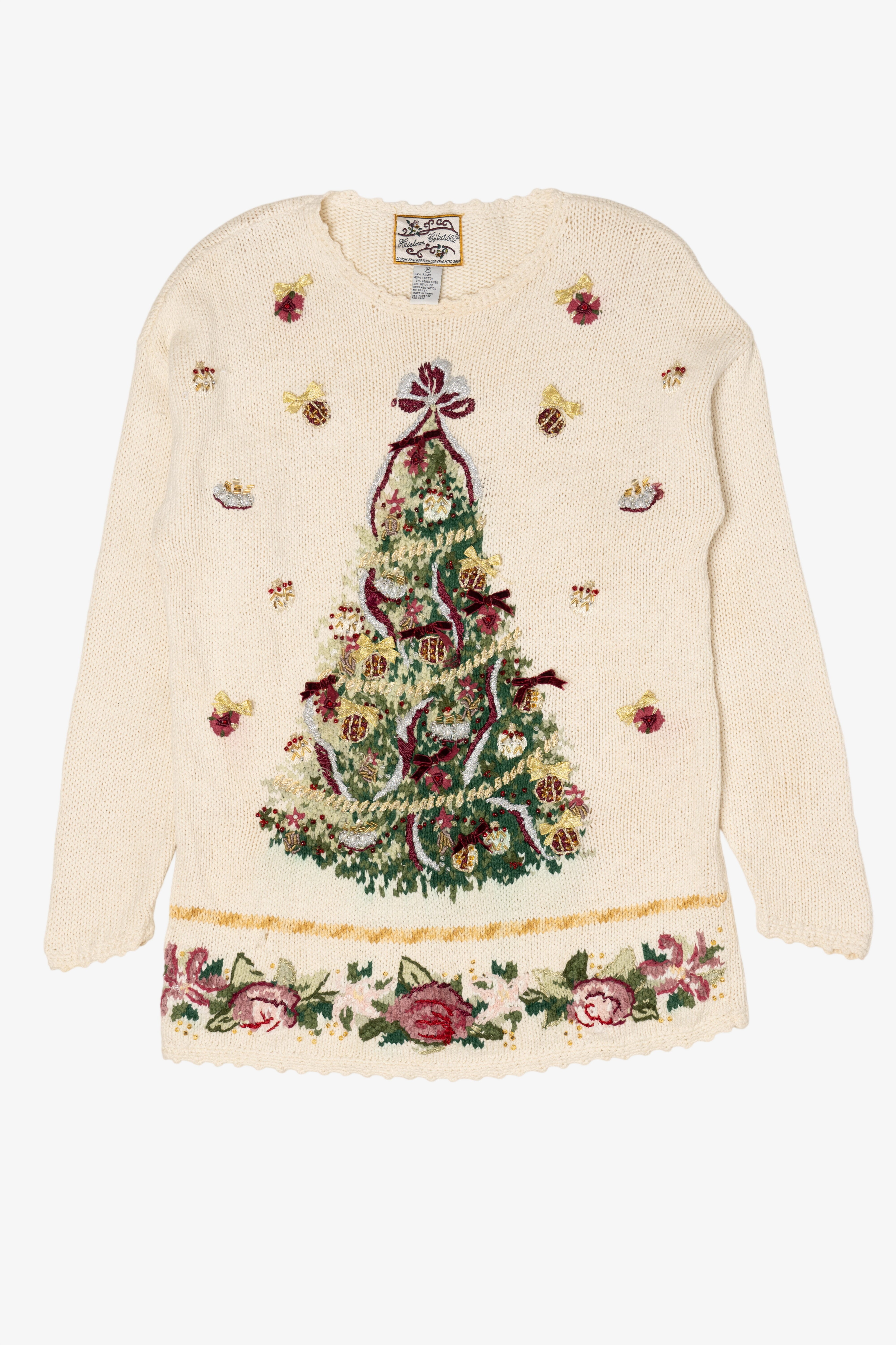 Vintage White Heirloom Collectible Tree Ugly Christmas Pullover (2000s)