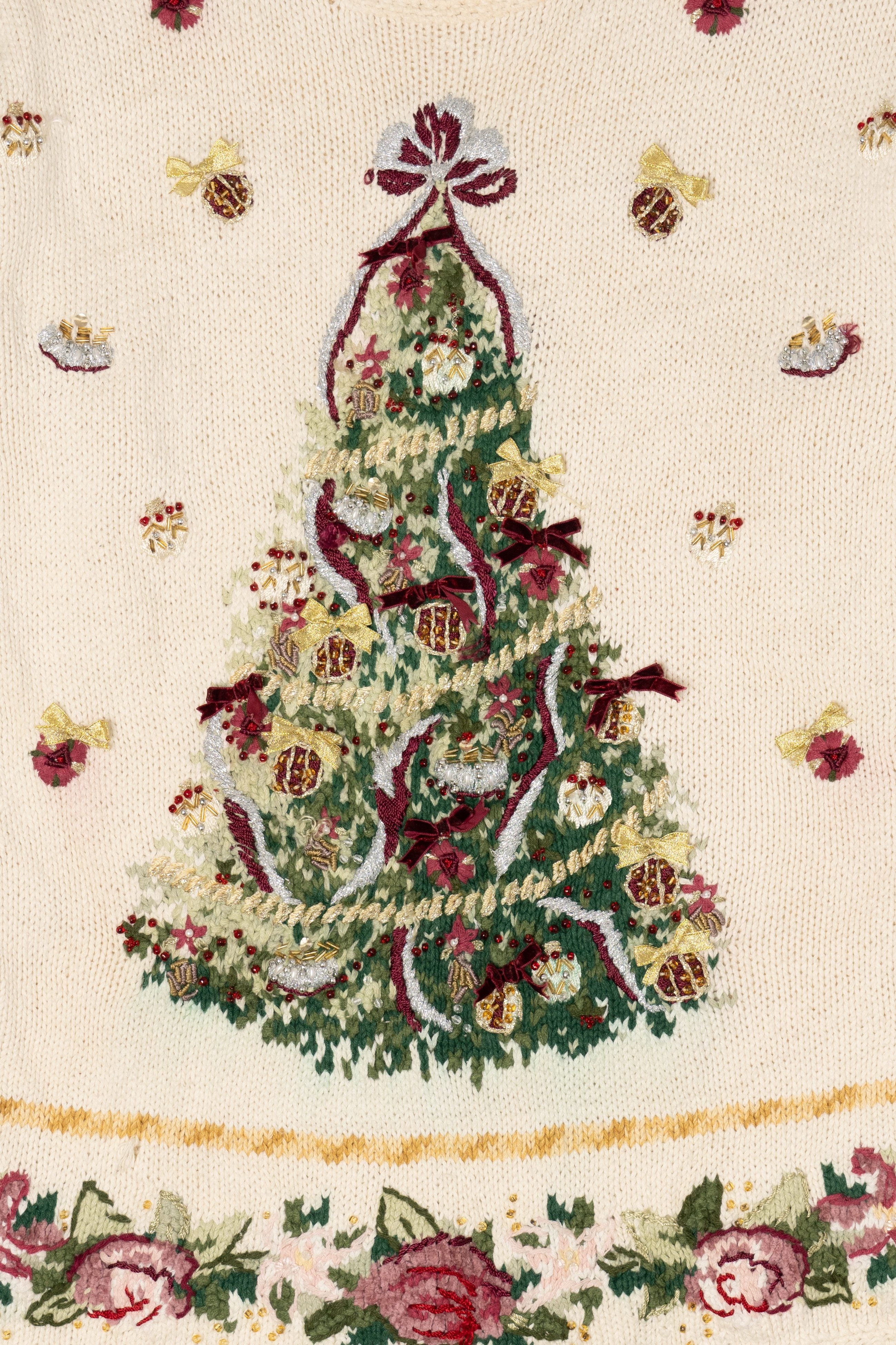 Vintage White Heirloom Collectible Tree Ugly Christmas Pullover (2000s)