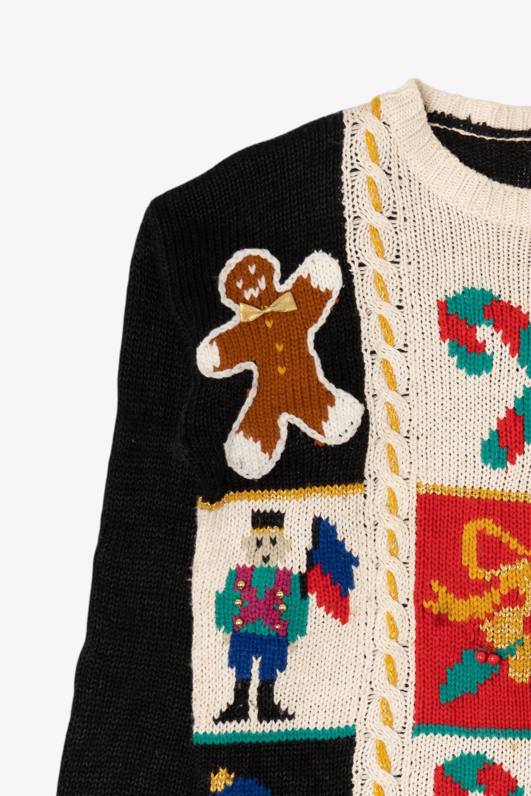 Vintage Black Spice Of Life Candy Canes Ugly Christmas Pullover (1990s)