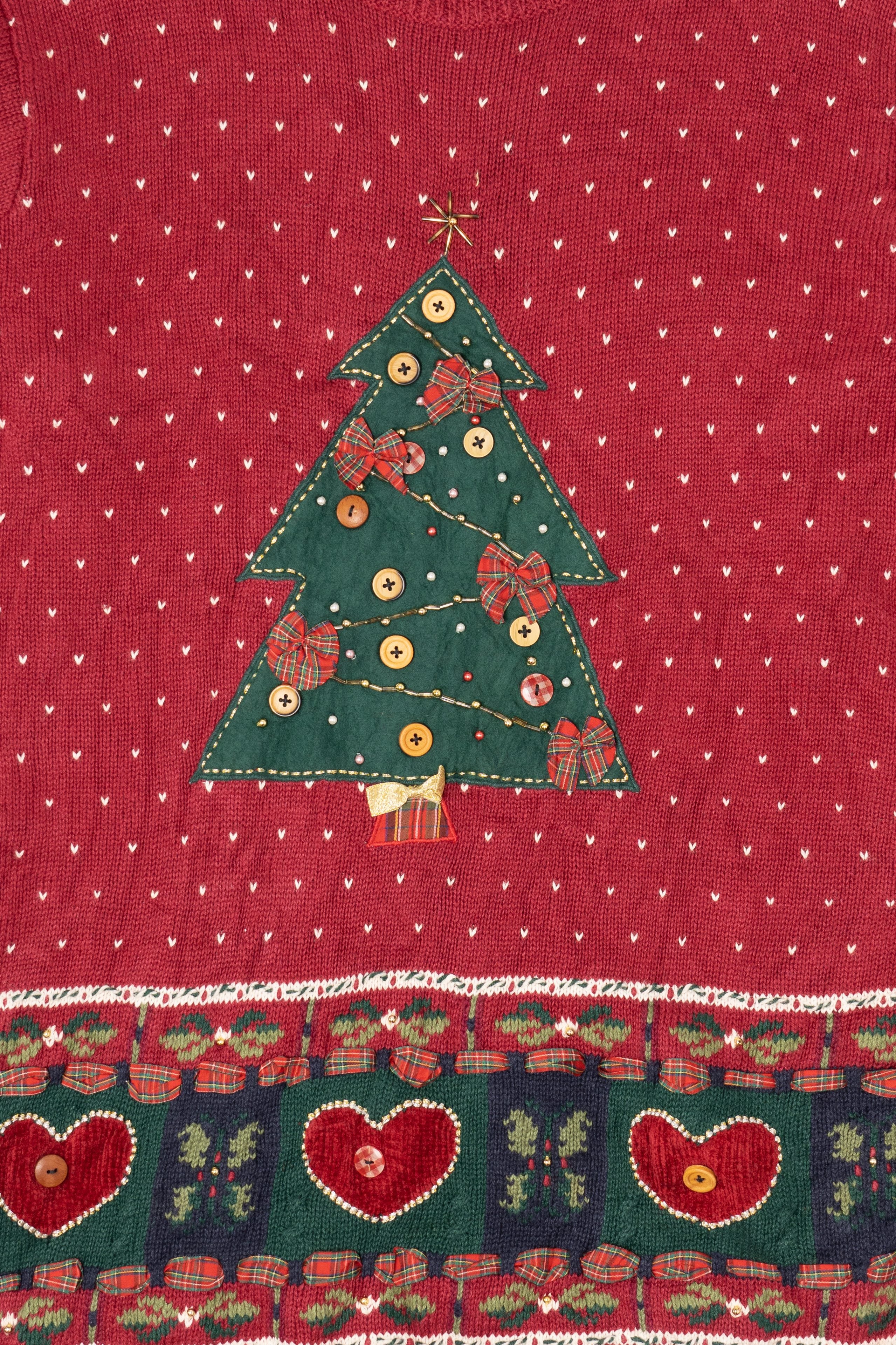Vintage Red Karen Scott Button Tree Ugly Christmas Pullover (2000s)