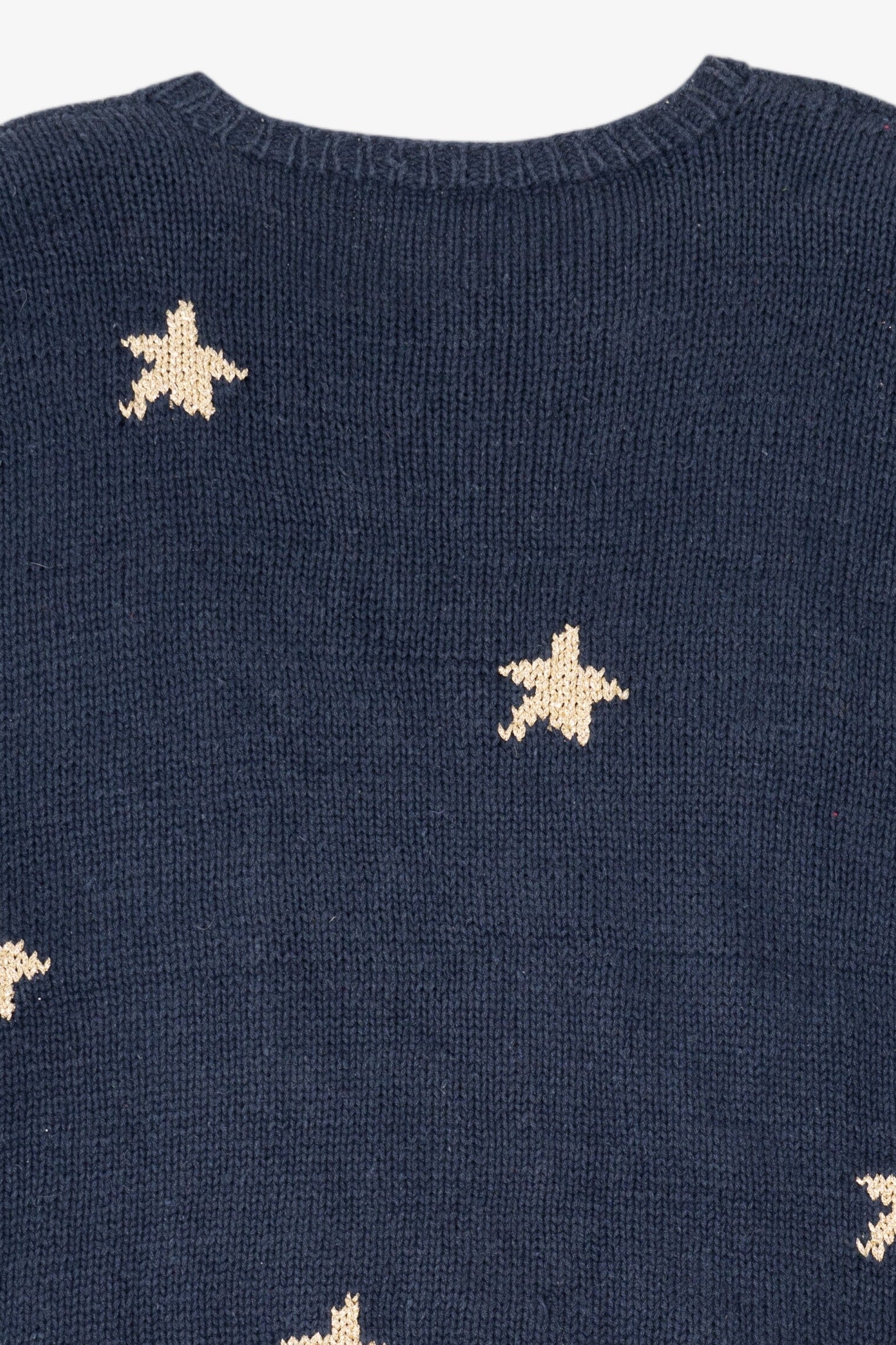 Vintage Navy Blue Santa Flying Ugly Christmas Pullover (1990s)