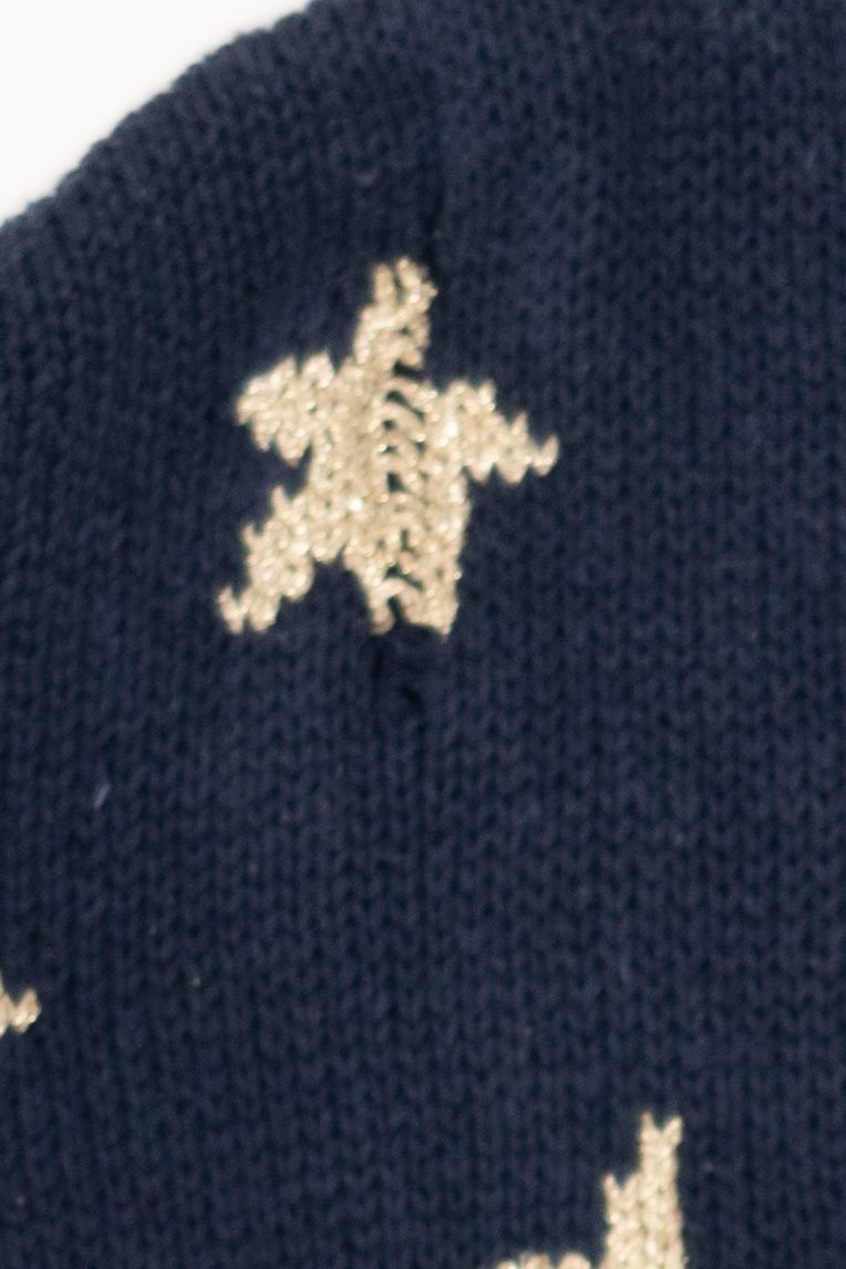 Vintage Navy Blue Santa Flying Ugly Christmas Pullover (1990s)