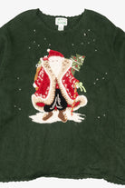Vintage Green Quacker Factory Santa Ugly Christmas Pullover (1990s)