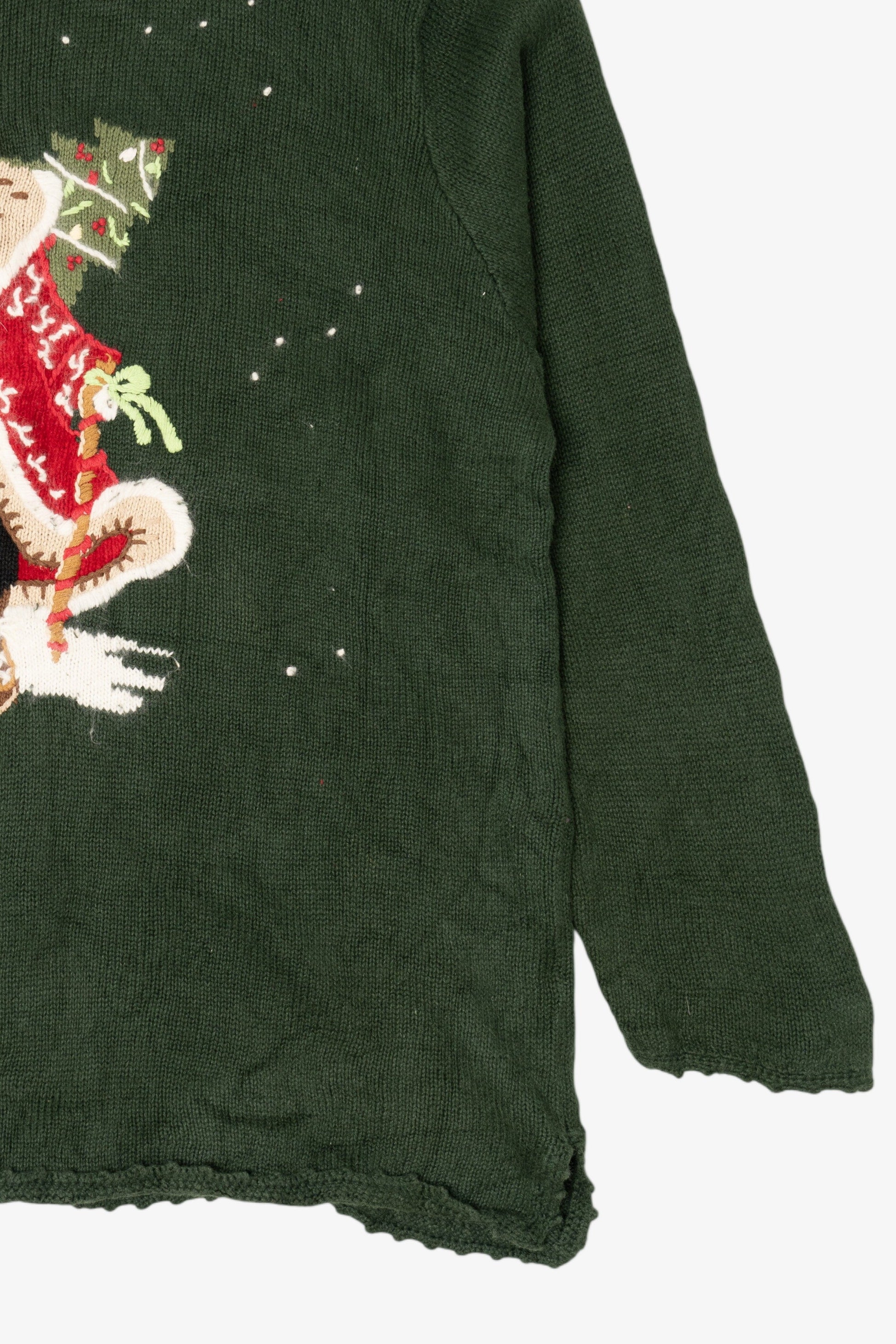Vintage Green Quacker Factory Santa Ugly Christmas Pullover (1990s)