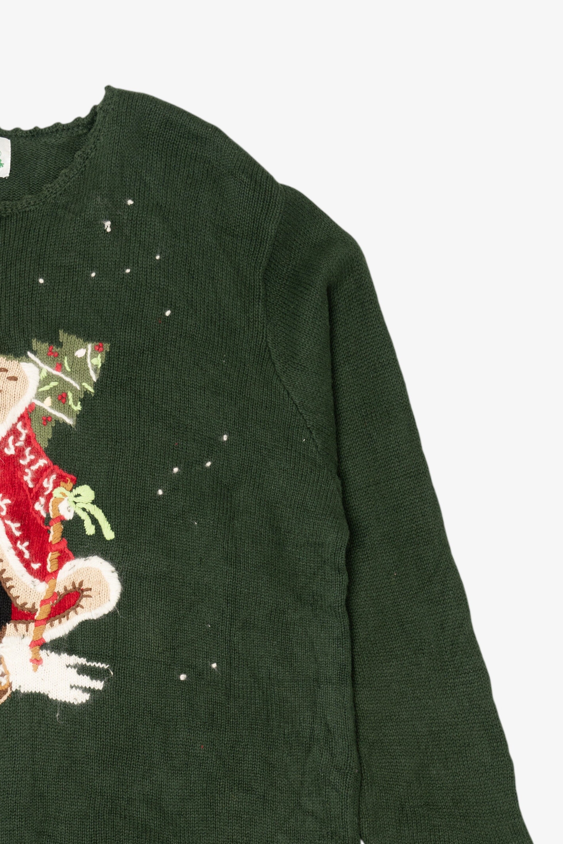 Vintage Green Quacker Factory Santa Ugly Christmas Pullover (1990s)
