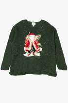 Vintage Green Quacker Factory Santa Ugly Christmas Pullover (1990s)