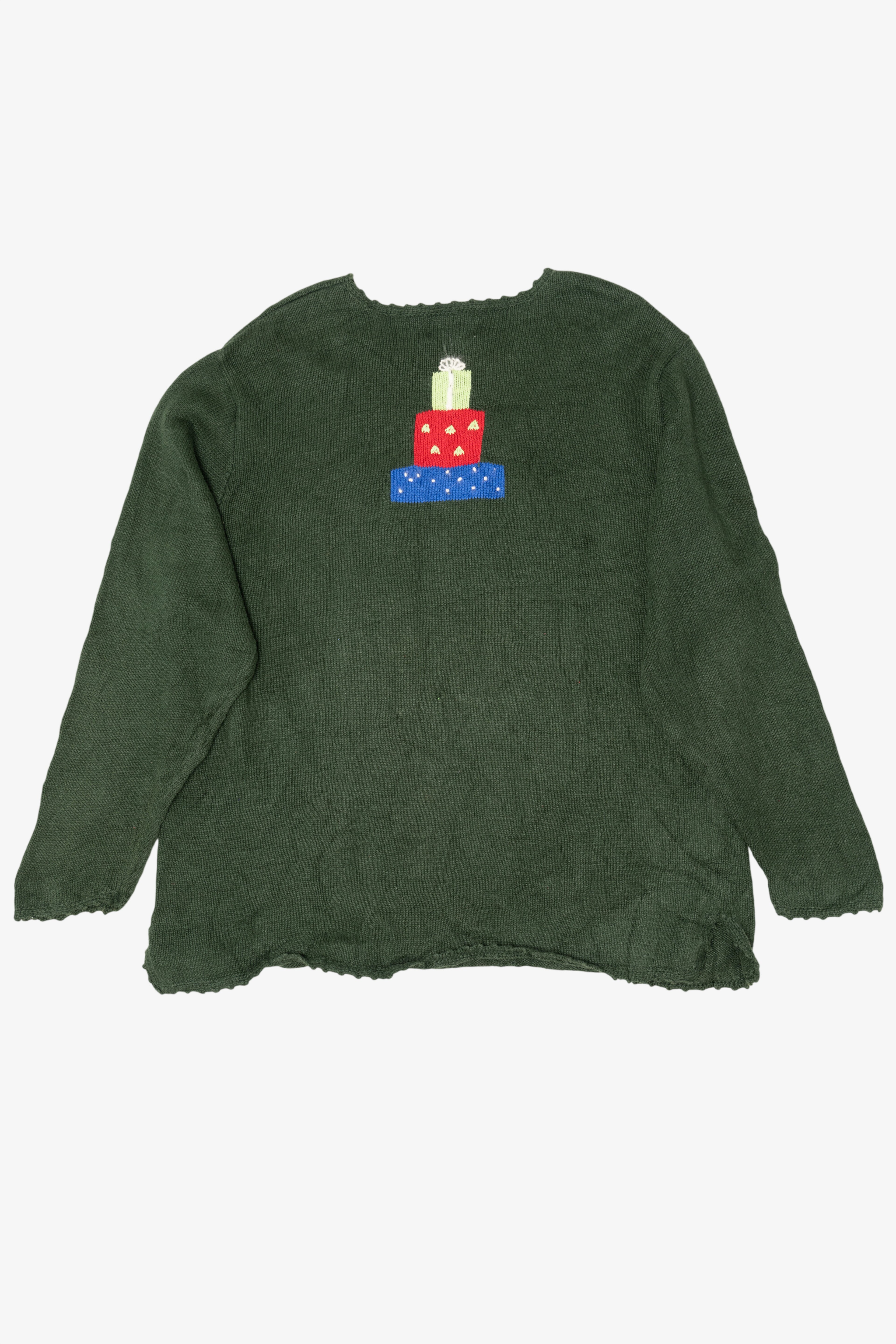 Vintage Green Quacker Factory Santa Ugly Christmas Pullover (1990s)