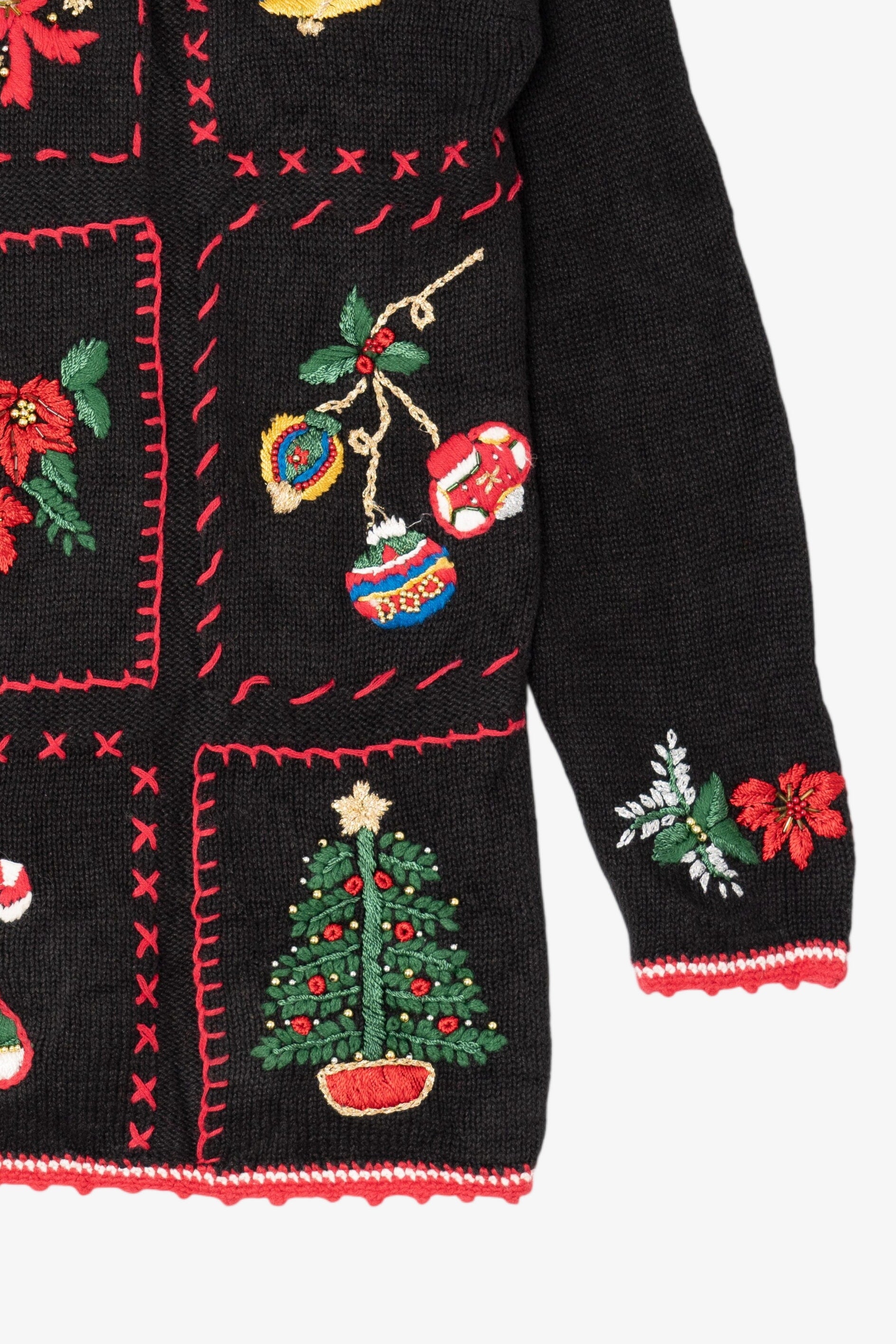 Vintage Black Work in Progress Ugly Christmas Pullover (1990s)