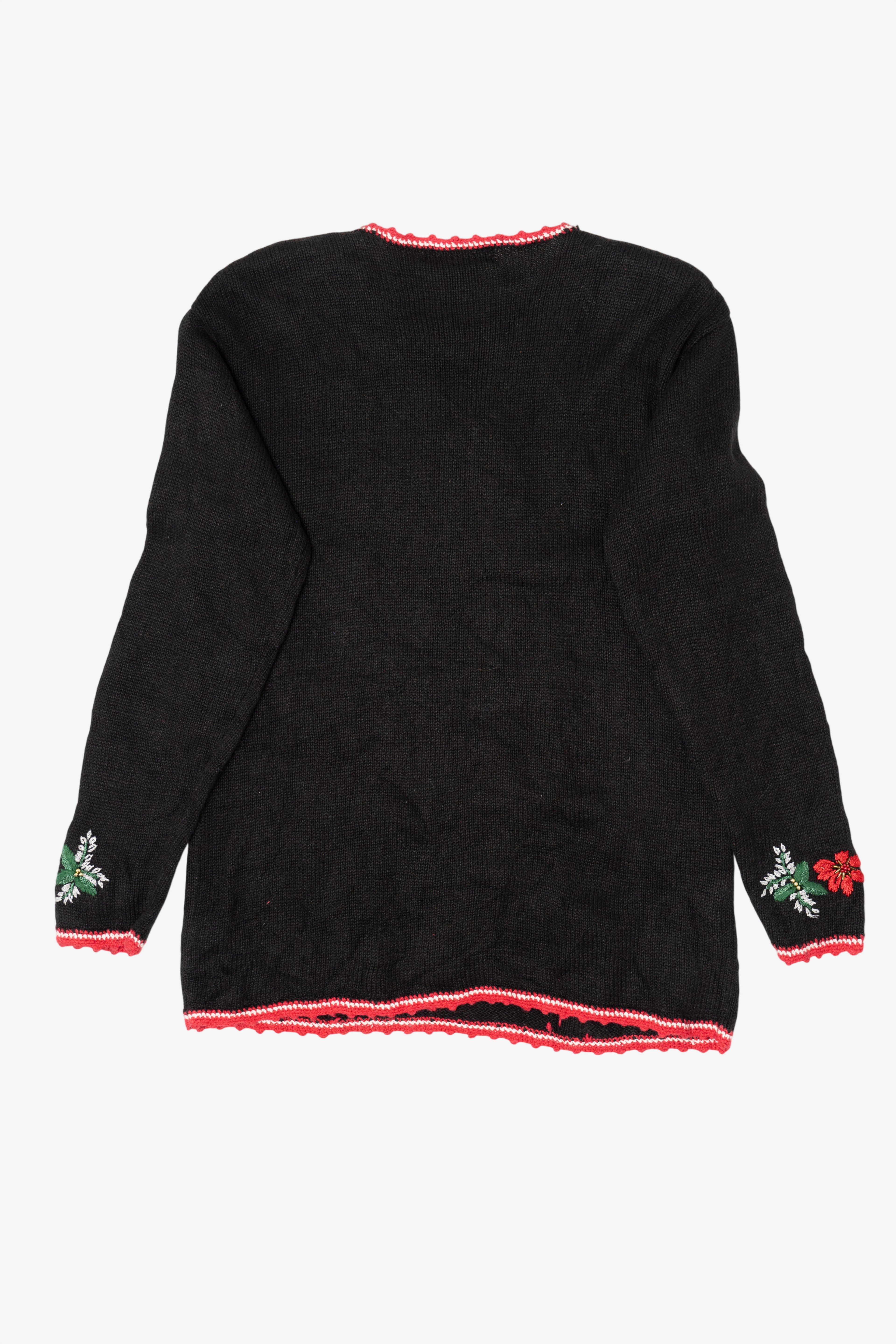 Vintage Black Work in Progress Ugly Christmas Pullover (1990s)