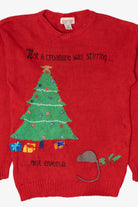Vintage Red Lindsey Blake "Not Even A Mouse" Ugly Christmas Pullover (1990s)