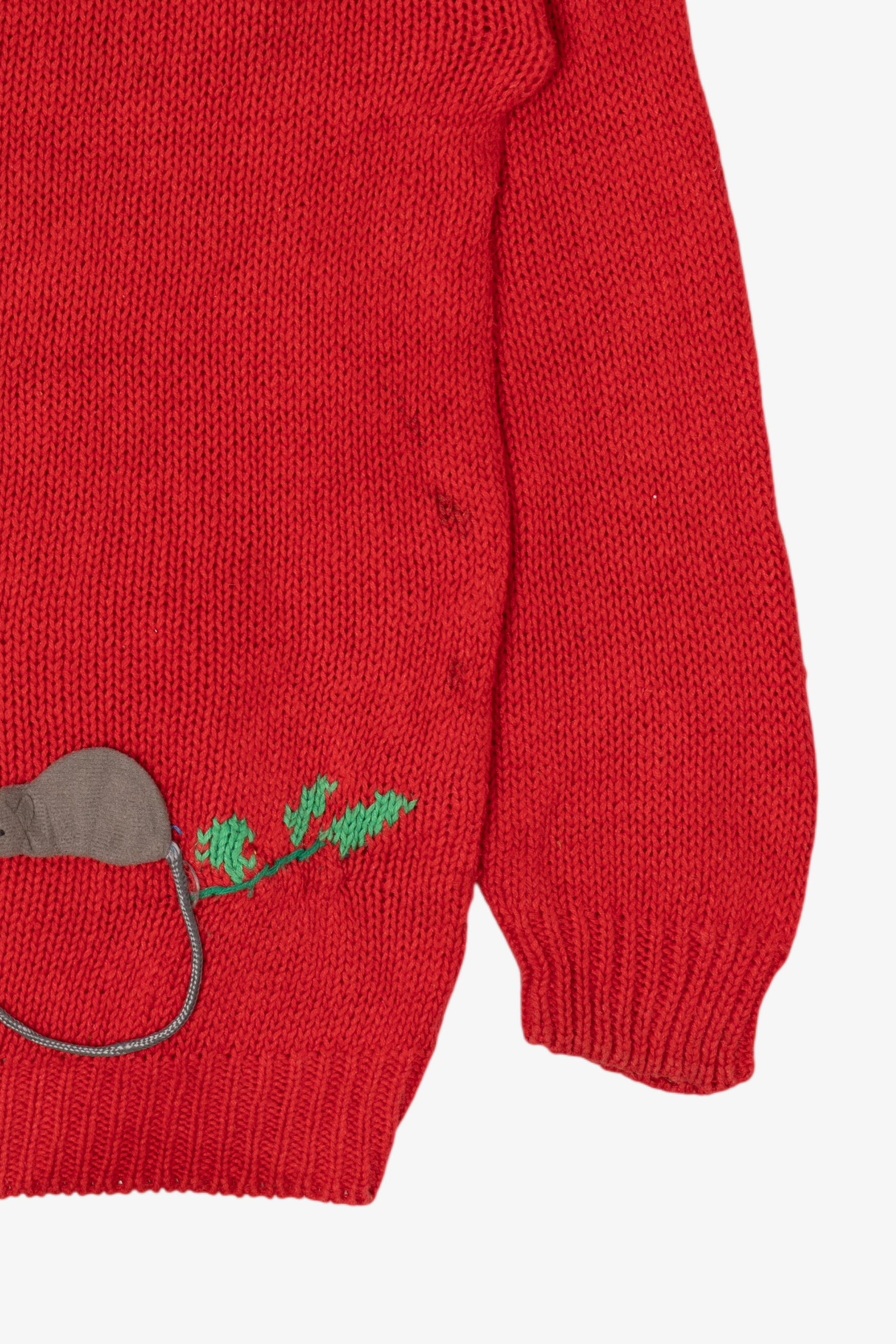 Vintage Red Lindsey Blake "Not Even A Mouse" Ugly Christmas Pullover (1990s)