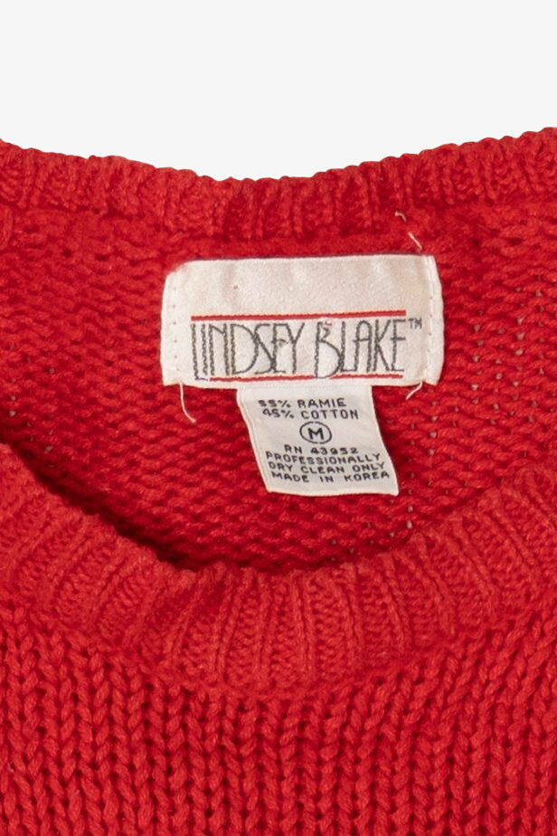 Vintage Red Lindsey Blake "Not Even A Mouse" Ugly Christmas Pullover (1990s)