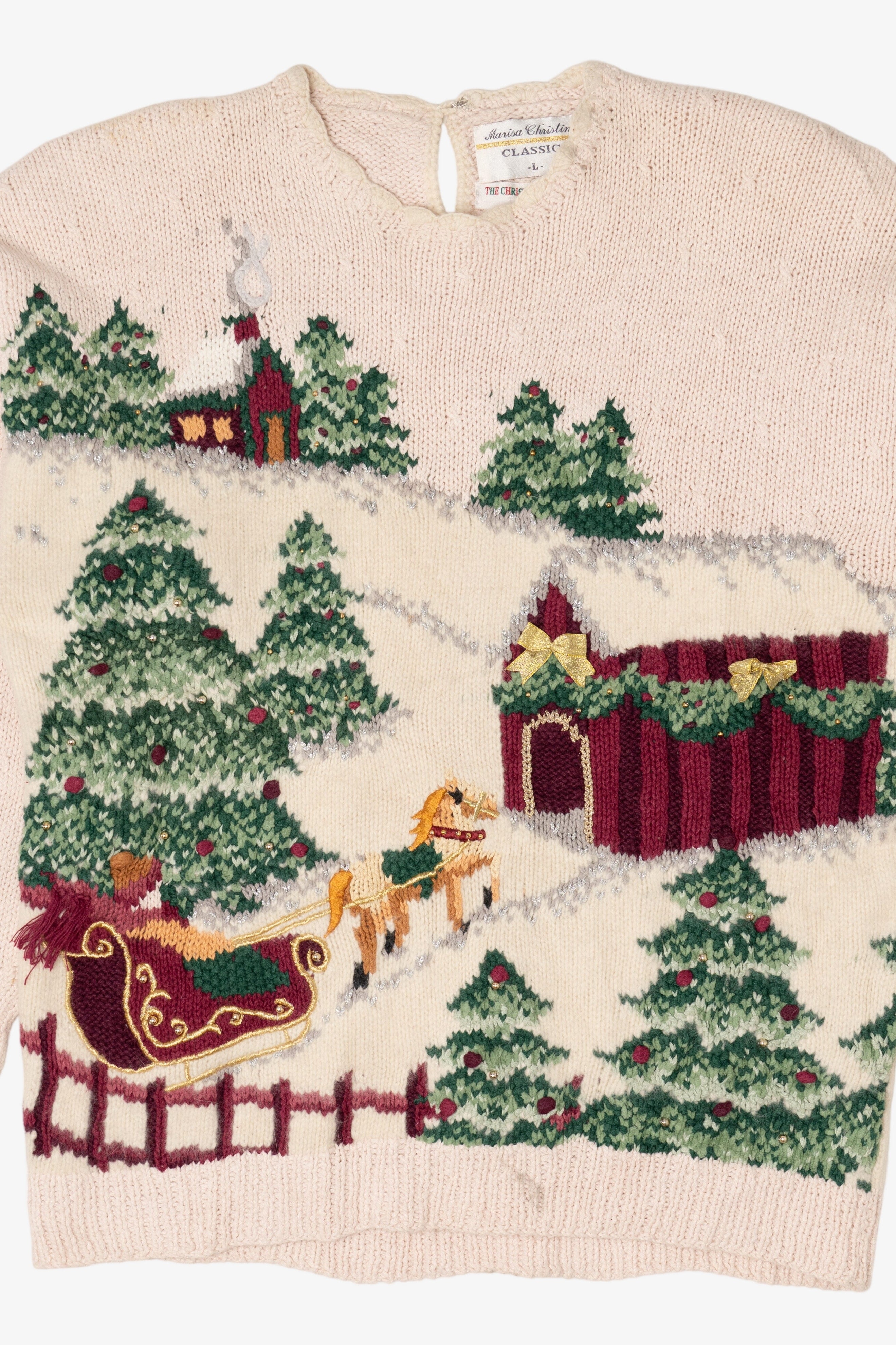 Vintage White Marisa Christina Trees Ugly Christmas Pullover (1990s)