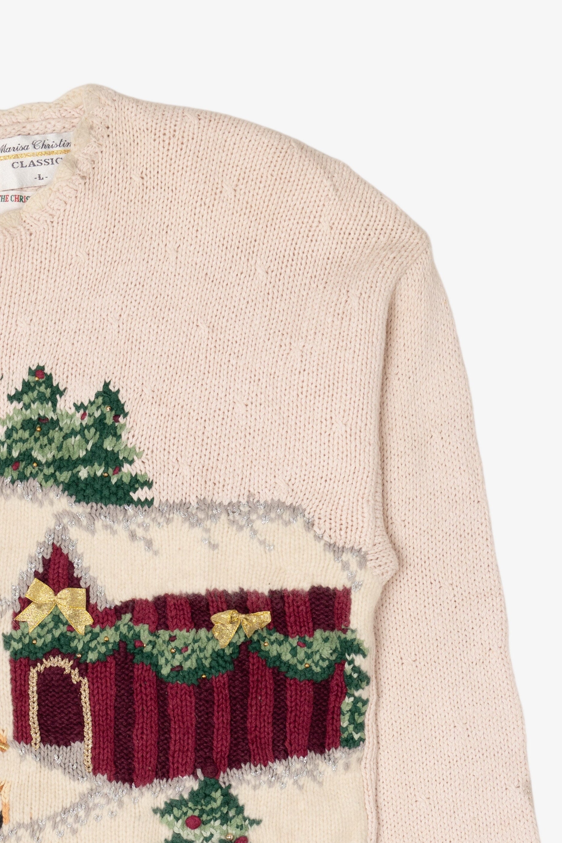 Vintage White Marisa Christina Trees Ugly Christmas Pullover (1990s)