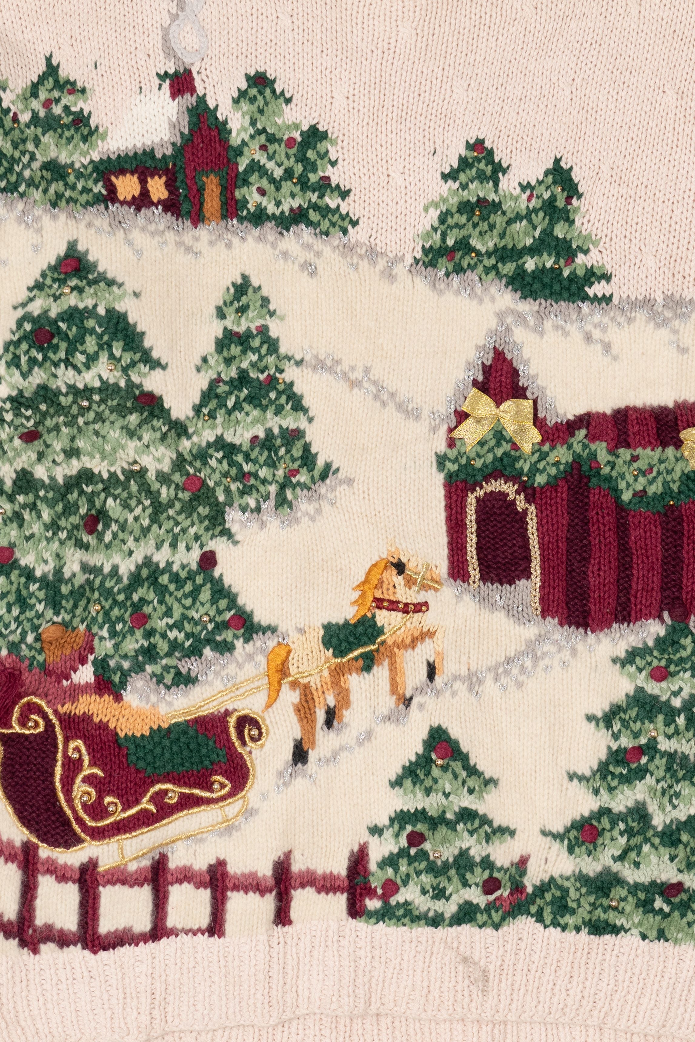 Vintage White Marisa Christina Trees Ugly Christmas Pullover (1990s)