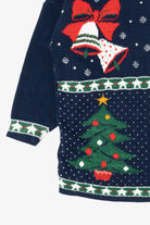 Vintage Navy Blue Adele Knitwear Ugly Christmas Pullover (1980s)