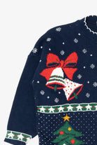 Vintage Navy Blue Adele Knitwear Ugly Christmas Pullover (1980s)