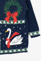 Vintage Navy Blue Adele Knitwear Ugly Christmas Pullover (1980s)