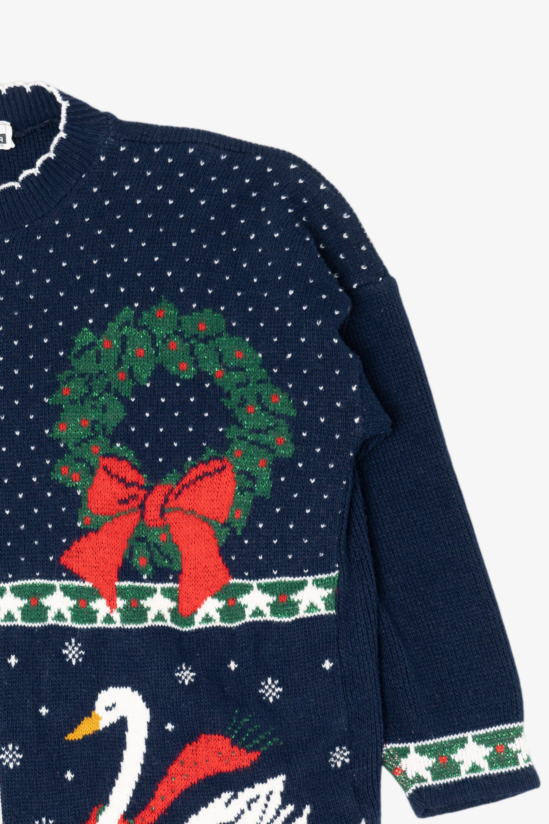Vintage Navy Blue Adele Knitwear Ugly Christmas Pullover (1980s)