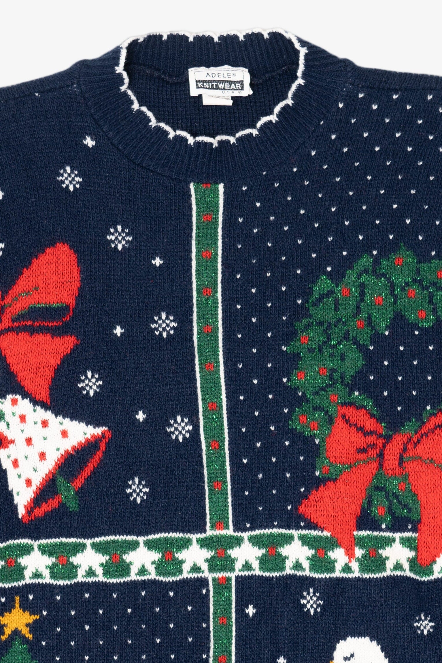 Vintage Navy Blue Adele Knitwear Ugly Christmas Pullover (1980s)