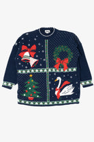 Vintage Navy Blue Adele Knitwear Ugly Christmas Pullover (1980s)