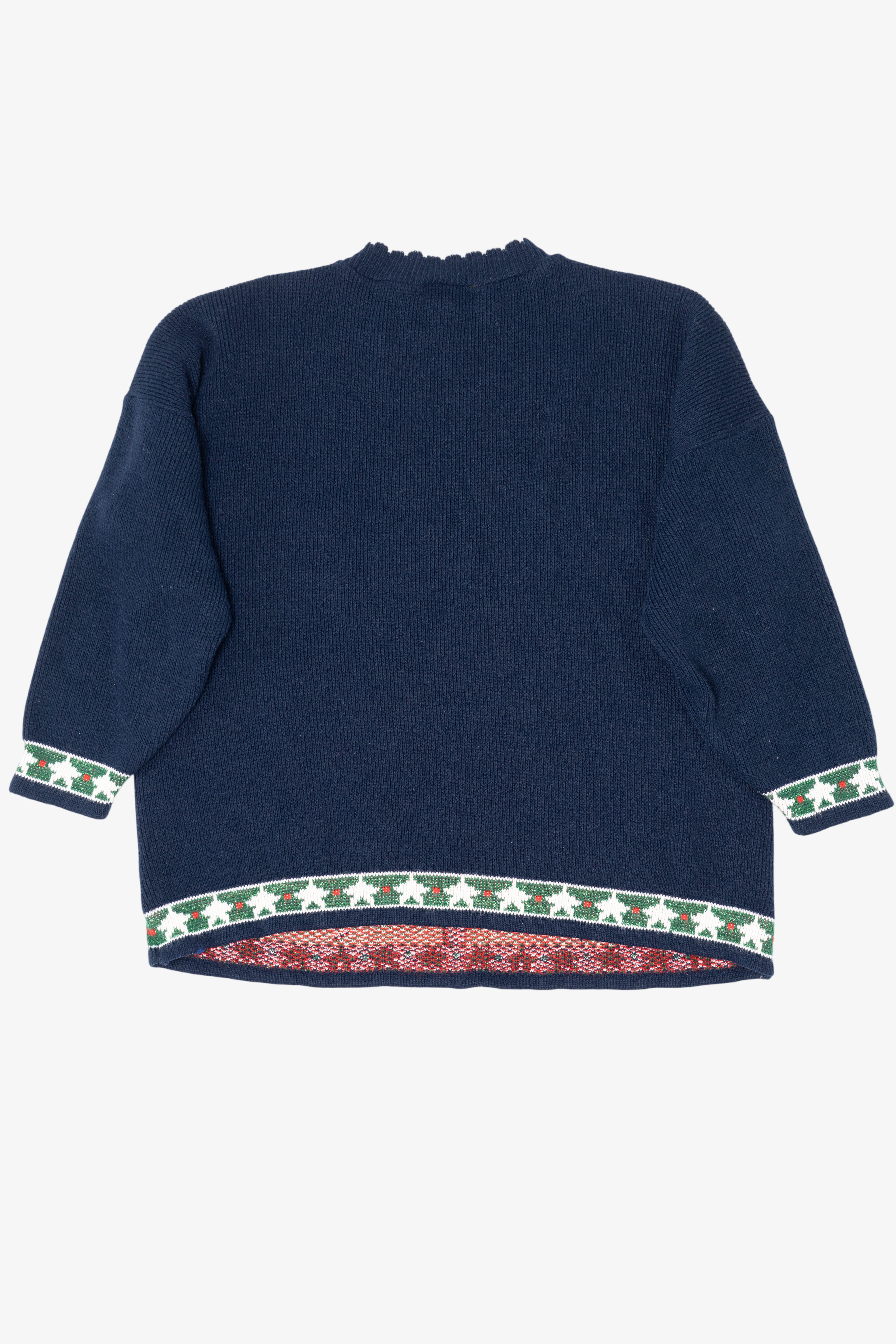 Vintage Navy Blue Adele Knitwear Ugly Christmas Pullover (1980s)