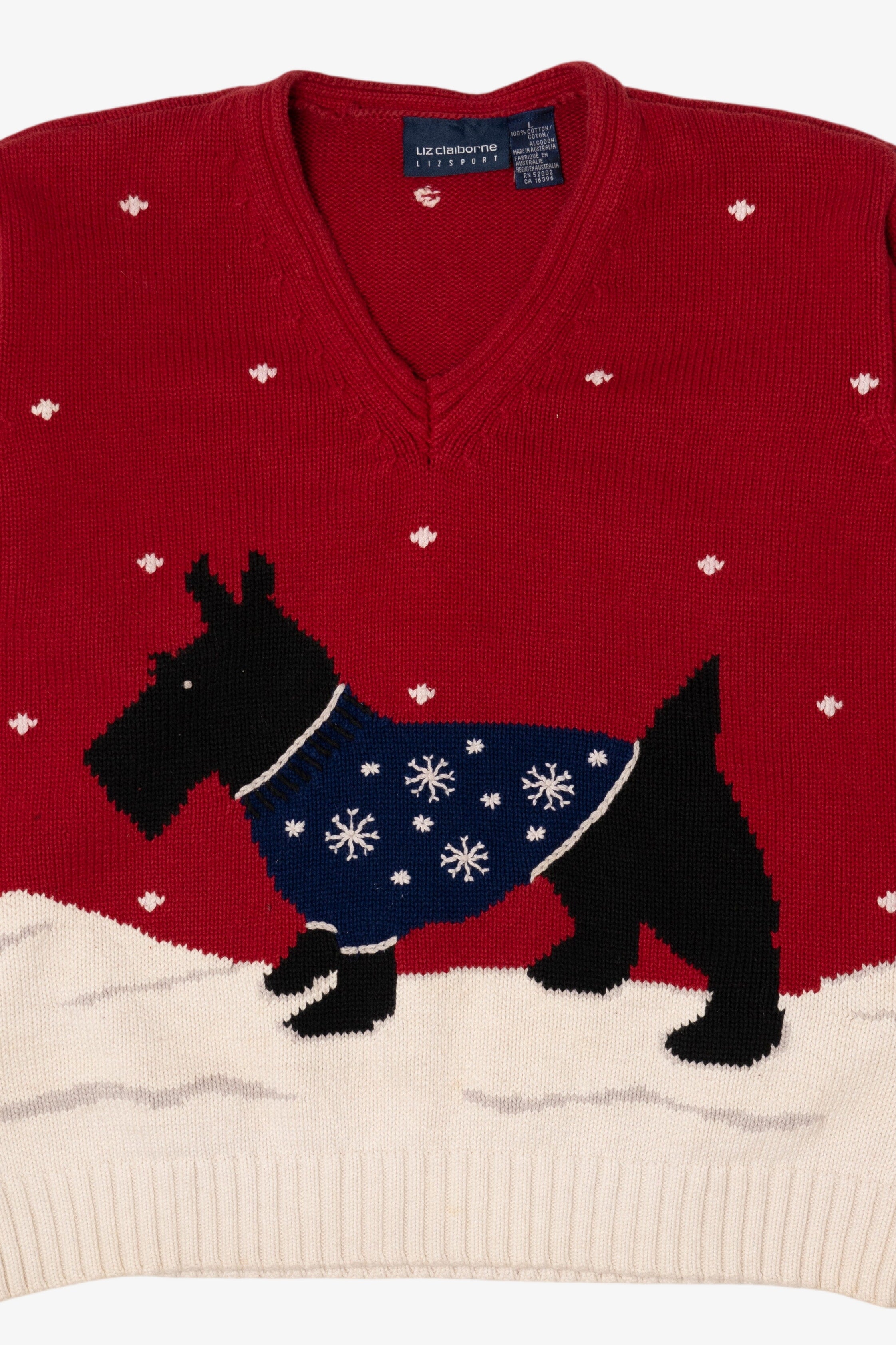 Vintage Red Liz Claiborne Dogs Ugly Christmas Pullover (1990s)