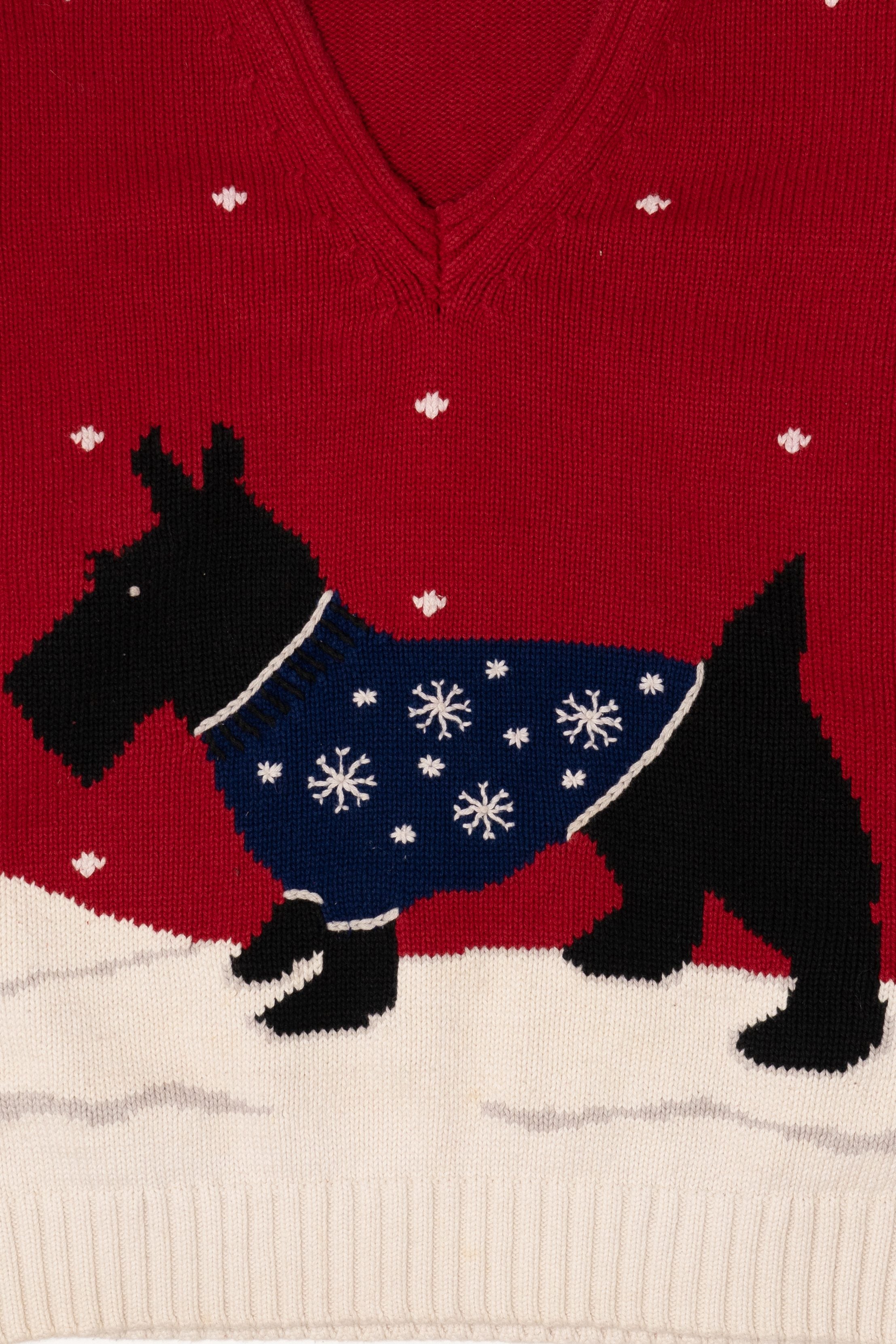 Vintage Red Liz Claiborne Dogs Ugly Christmas Pullover (1990s)