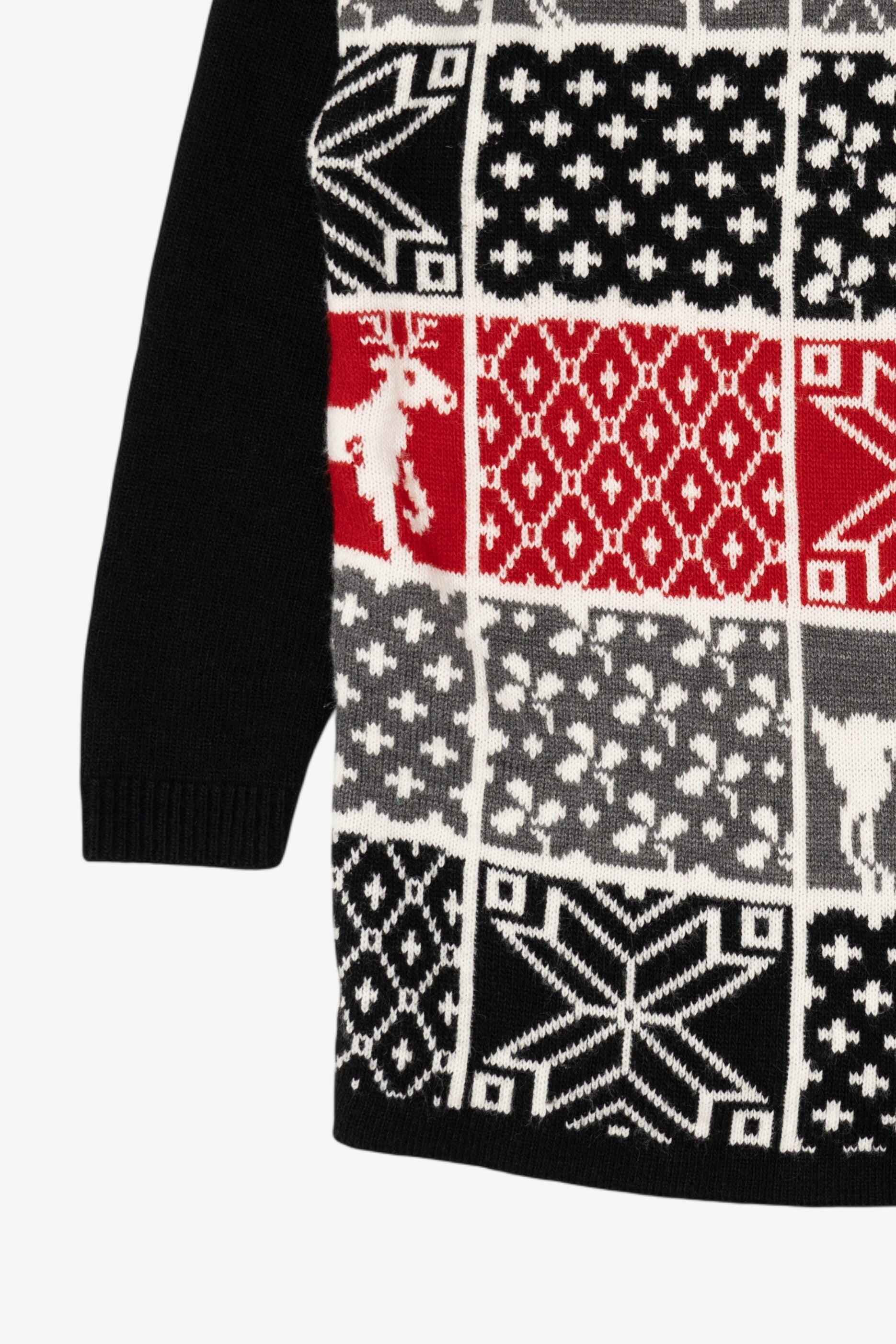 Vintage Black Norton McNaughton Reindeer Pattern Ugly Christmas Pullover (1990s)
