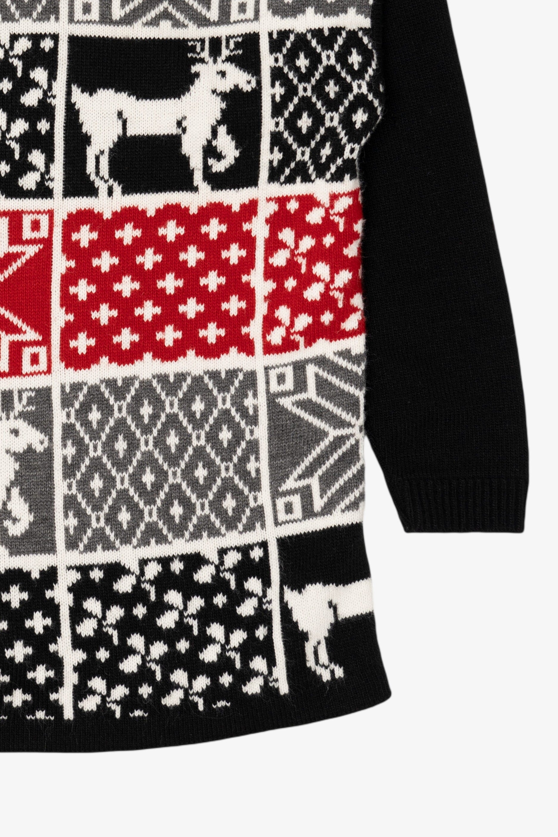 Vintage Black Norton McNaughton Reindeer Pattern Ugly Christmas Pullover (1990s)