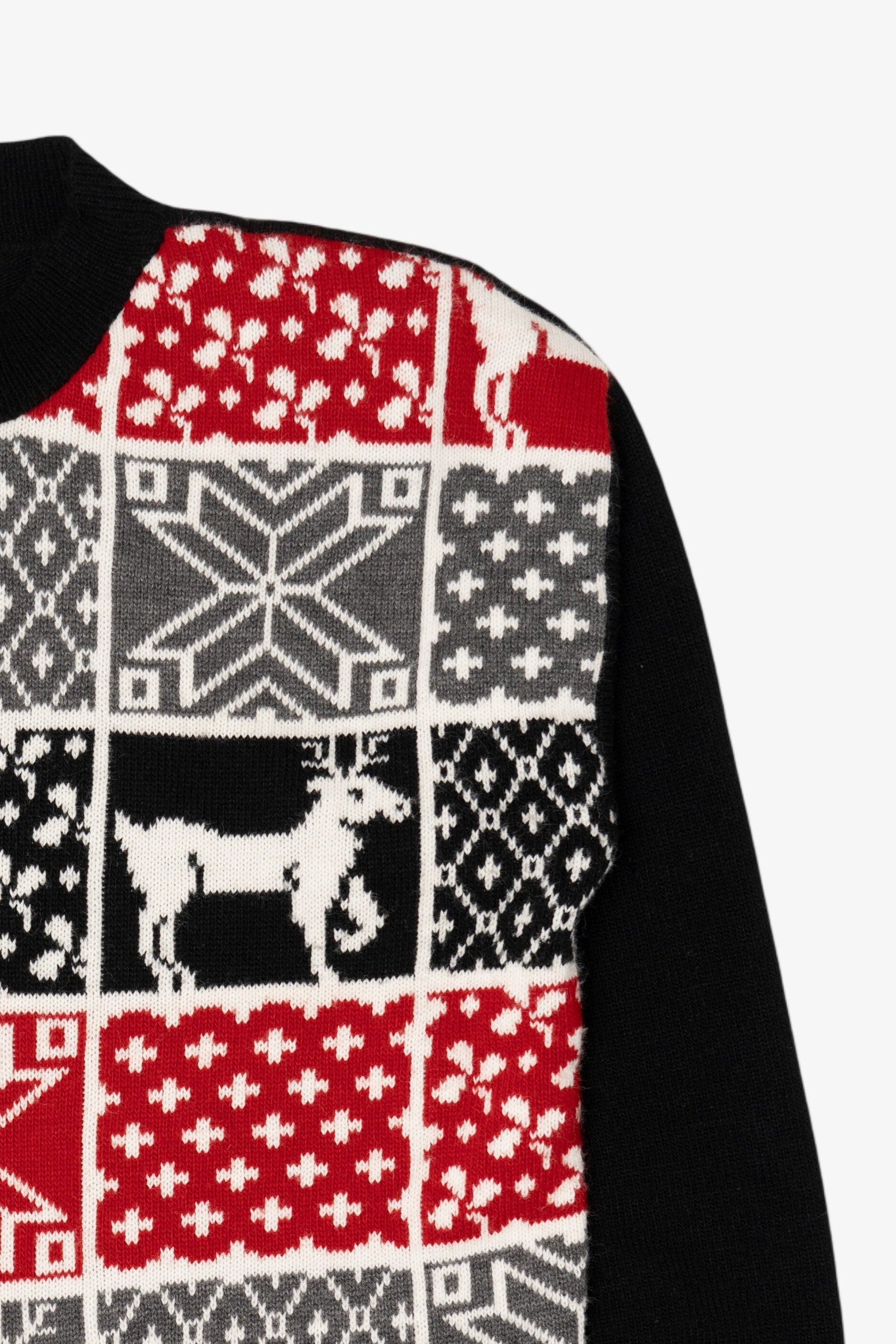 Vintage Black Norton McNaughton Reindeer Pattern Ugly Christmas Pullover (1990s)