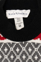 Vintage Black Norton McNaughton Reindeer Pattern Ugly Christmas Pullover (1990s)