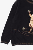 Vintage Black Talbots Santa Ugly Christmas Pullover (1990s)