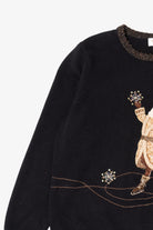 Vintage Black Talbots Santa Ugly Christmas Pullover (1990s)