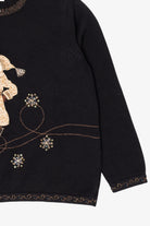 Vintage Black Talbots Santa Ugly Christmas Pullover (1990s)