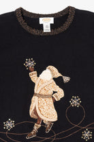 Vintage Black Talbots Santa Ugly Christmas Pullover (1990s)