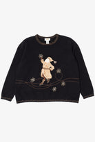 Vintage Black Talbots Santa Ugly Christmas Pullover (1990s)