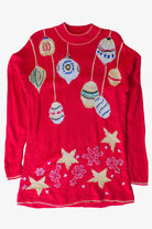 Vintage Red Ornaments Christmas Sweater Dress (1990s)