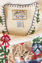 Vintage Cat Stocking Ugly Christmas Sweater (1990s)