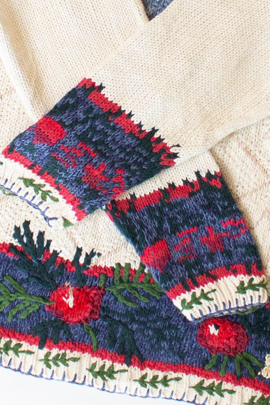 Vintage Cat Stocking Ugly Christmas Sweater (1990s)