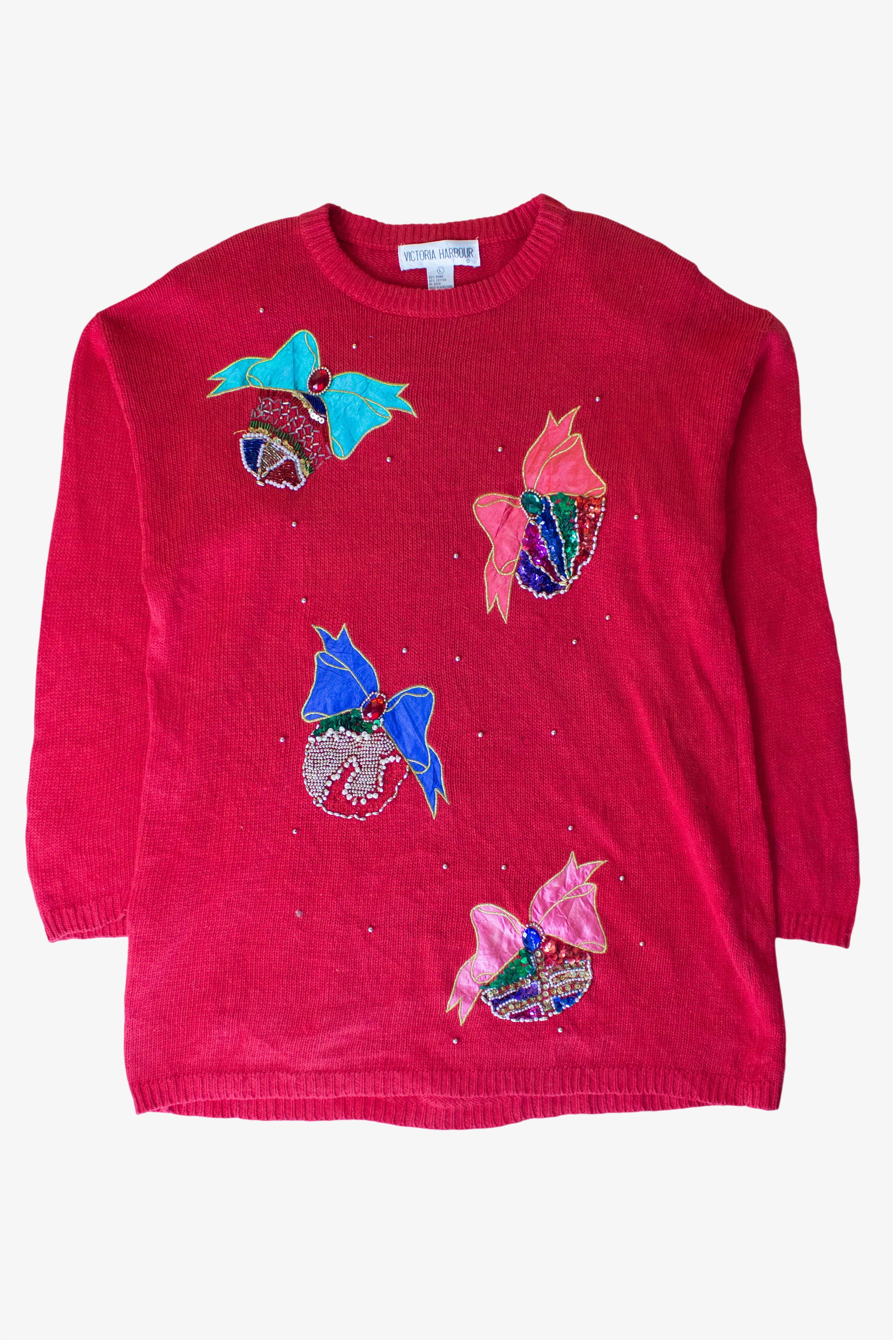 Vintage Red Ornaments Ugly Christmas Sweater (1990s)
