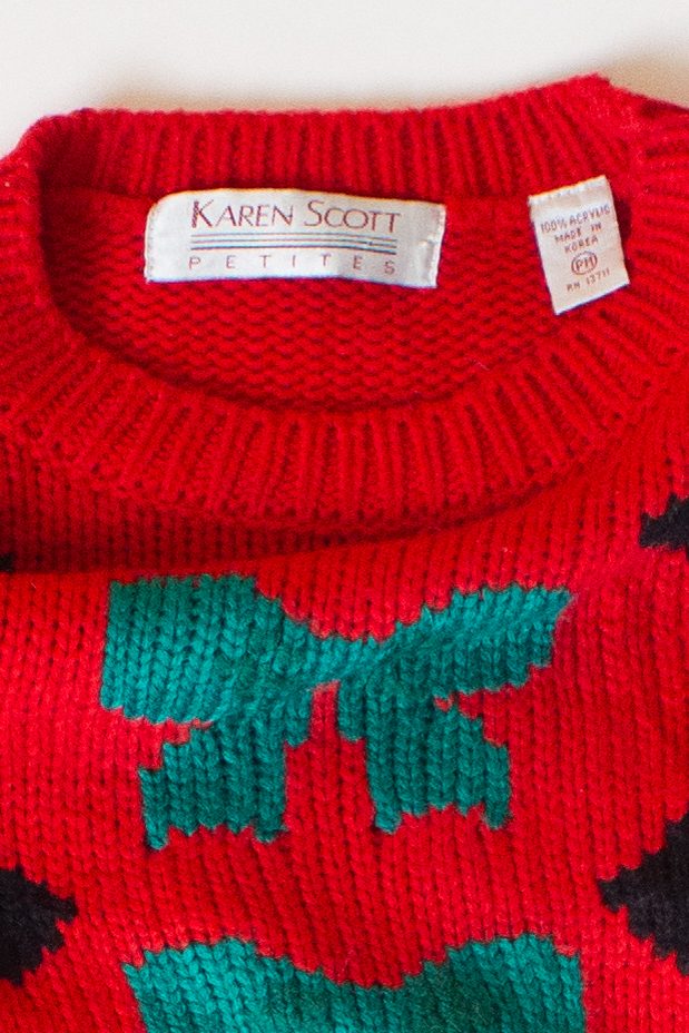Vintage Red Bows & Terriers Christmas Sweater (1990s)