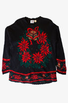 Vintage Black Wreath Ugly Christmas Sweater (1990s)